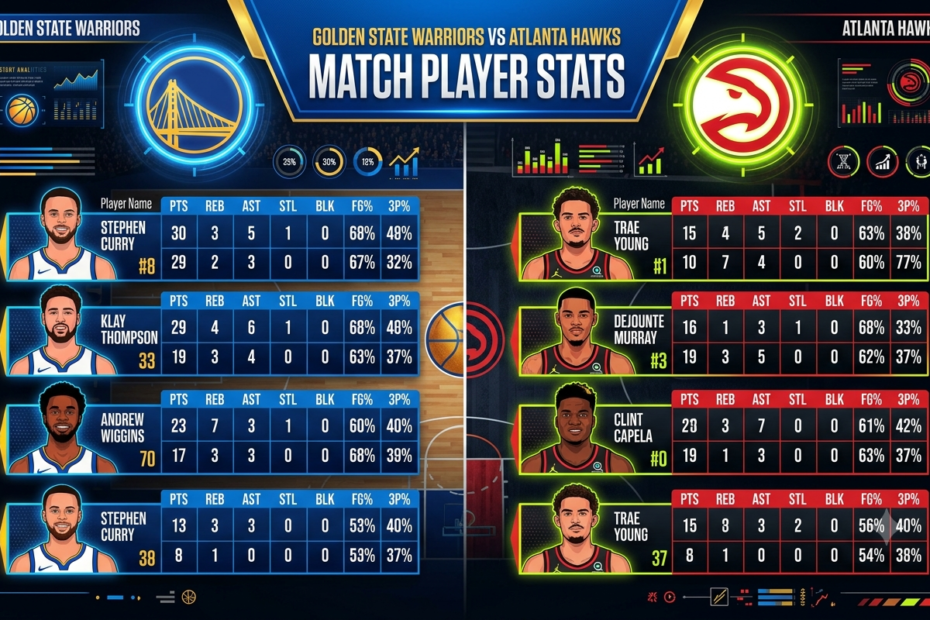 golden state warriors vs atlanta hawks match player stats