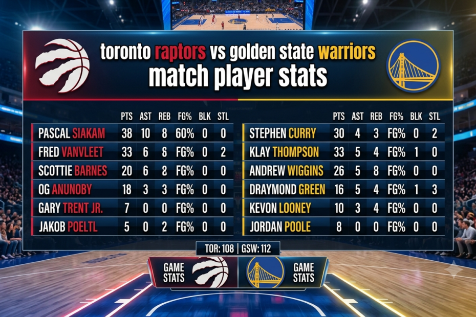 toronto raptors vs golden state warriors match player stats