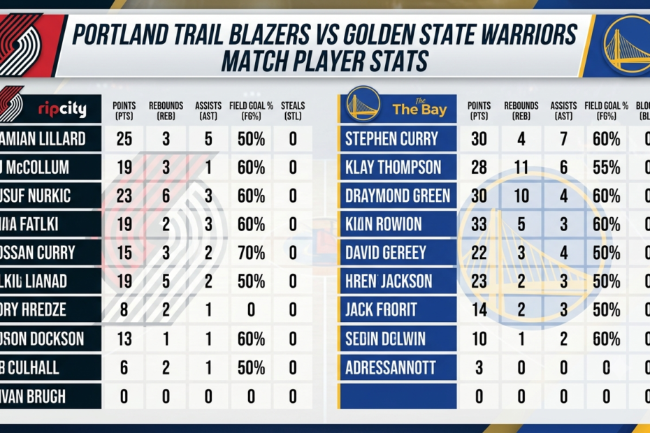 portland trail blazers vs golden state warriors match player stats