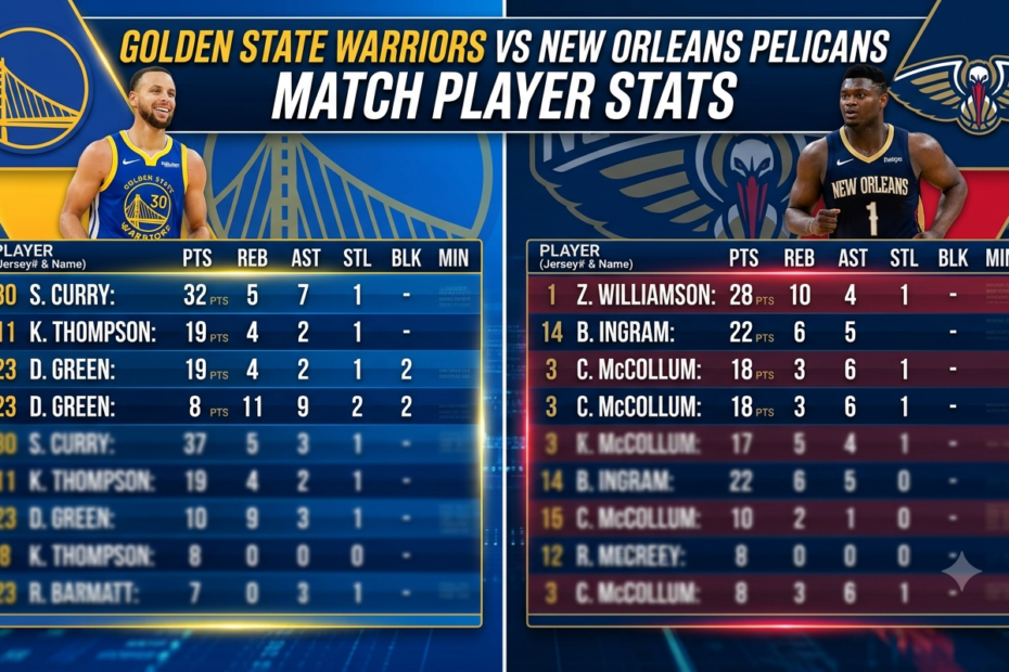 golden state warriors vs new orleans pelicans match player stats