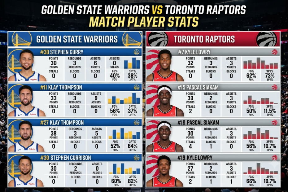 golden state warriors vs toronto raptors match player stats