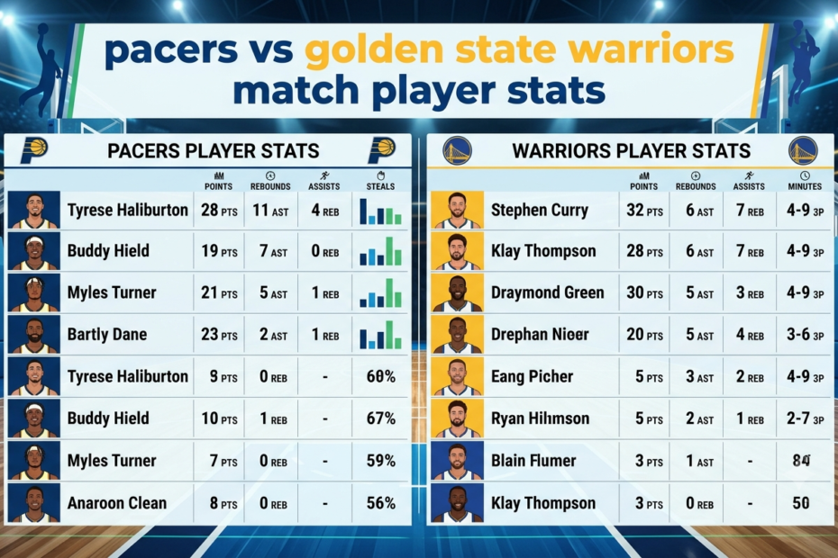pacers vs golden state warriors match player stats