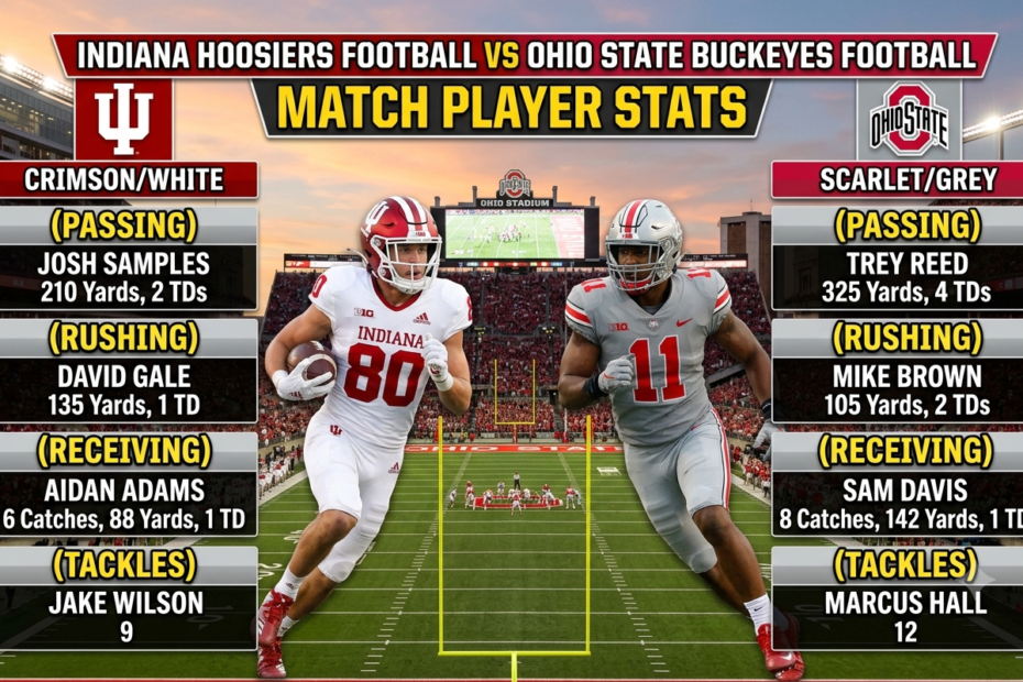 indiana hoosiers football vs ohio state buckeyes football match player stats
