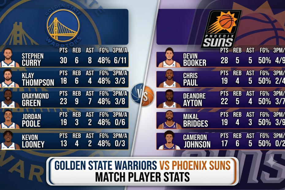 golden state warriors vs phoenix suns match player stats