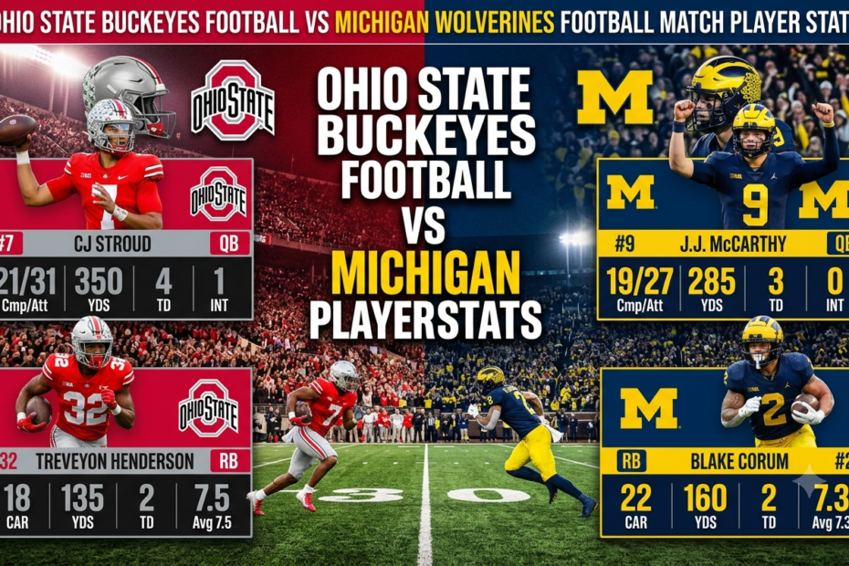 ohio state buckeyes football vs michigan wolverines football match player stats
