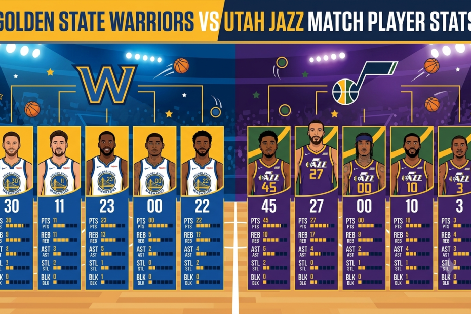 golden state warriors vs utah jazz match player stats