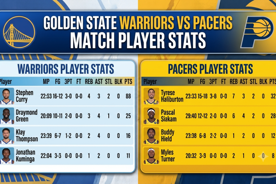 golden state warriors vs pacers match player stats