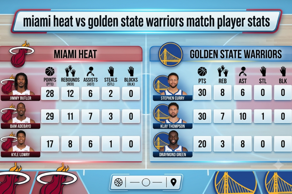 miami heat vs golden state warriors match player stats